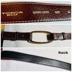 TOSCA BLU 18k Gold Big Buckle Genuine Leather Stud